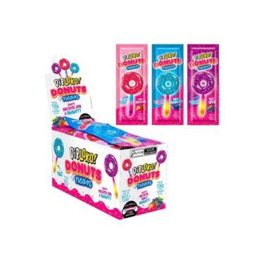 Imagem de Pirulito Dip Loko Neon Donuts Brilha No Escuro C/ 15 Unid 150g