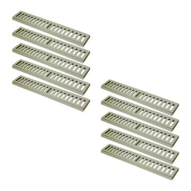 Imagem de Kit 10 Ralo Grelha Linear Caixilho 15x50cm para Drenagem Externa em Alumínio Fundido Bege GDA Industria e Distribuidora