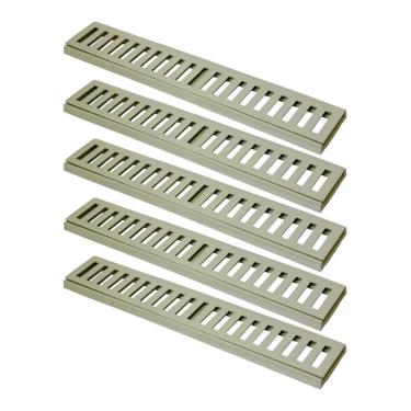 Imagem de Kit 5 Ralo Grelha Linear 7615X5GDA Captação de Águas Pluviais com Caixilho Bege GDA Industria e Distribuidora