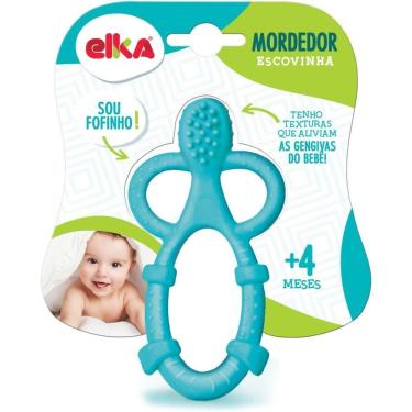Imagem de Mordedor Infantil Escovinha Estimula Bebê com Texturas Alívio Gengivas Material Atóxico Elka