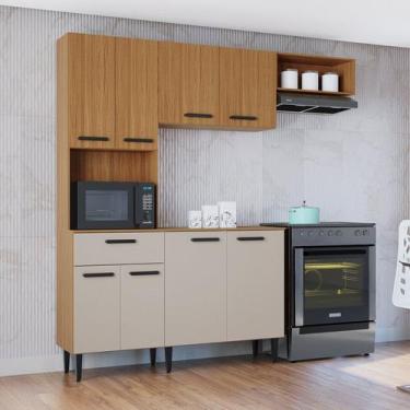 Imagem de Cozinha Compacta 8 Portas 1 Gaveta Dora Yescasa Amarelo/Cinamon/Offwhi