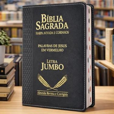 Imagem de Biblia Sagrada  Letra Jumbo  Harpa & Corinhos  RC  Luxo Preta - Jaboqu