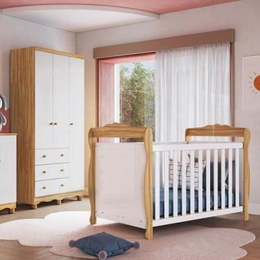 Imagem de Quarto de Bebê com Berço Minicama e Guarda-Roupa 3 Portas 100% MDF Nin