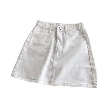 Imagem de Saia Jeans Vintage De Cintura Alta plus Size Para Mulheres, Casual, Mo