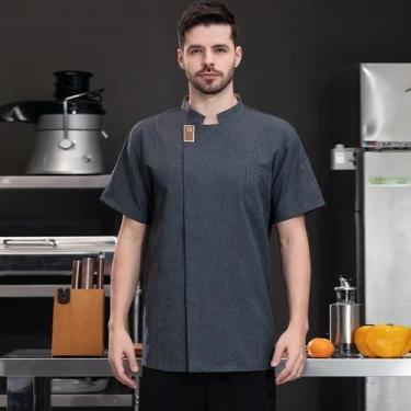 Imagem de Jaqueta De Chef Unissex Para O Verão, Camisa De Cozinha, Uniforme De G