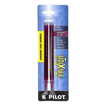 Imagem de PILOT Refil de tinta gel FriXion para clicker, canetas LX e esferográficas, ponta fina (0,7 mm), tinta vinho, pacote com 2 (15214)