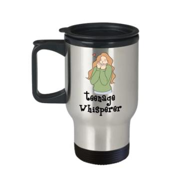 Imagem de SpreadPassion Caneca de viagem Teenage Whisperer – Copo de café com isolamento térmico para adolescentes – Presentes para sussurros de adolescentes