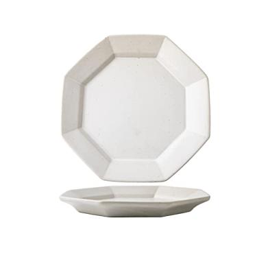 Imagem de Prato de macarrão, prato de jantar geométrico chinês de cerâmica para restaurante, casa, porcelana, decorativo, Dim Sum, prato de sobremesa, seguro para micro-ondas/lava-louças (tamanho: A)