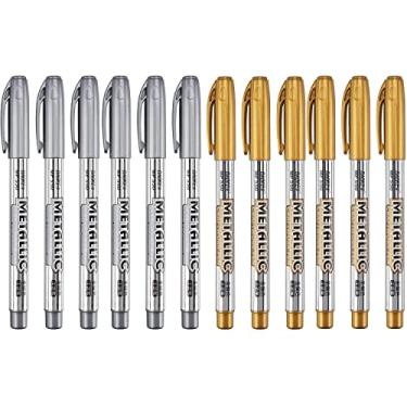 Imagem de Canetas marcadoras metálicas, marcadores permanentes metálicos para ilustração de artistas, artesanato, fabricação de cartões de presente, álbuns, tecido, álbum de fotos faça você mesmo, conjunto econômico de 12 (ouro + prata)