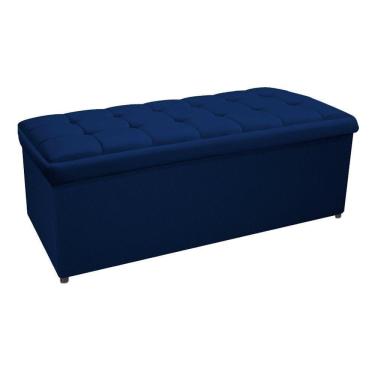 Imagem de Calçadeira Copenhague 140cm Casal Suede Azul Adj Decor