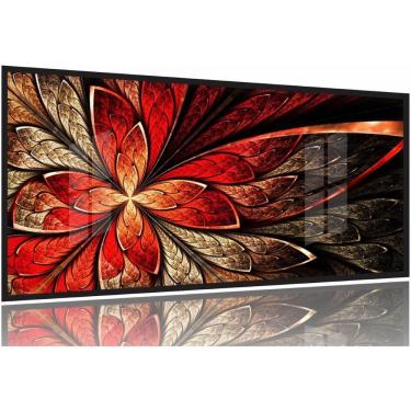 Imagem de Quadro Decorativo 130x60 Sala Quarto Flor Vermelha Design 1