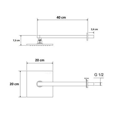 Imagem de Ducha Chuveiro Aquecedor Solar Gás Quadrado Fino Cr 20X20Cms