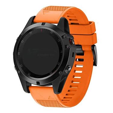 Imagem de Pulseira LTIMPORTS Laranja - Silicone - Compatível com Fenix 7X, 6X, 5X Plus, 5X, 3 HR, Quatix 3, Descent MK1 - 22 cm x 2,6 - Elegantemente Premium - Unissex