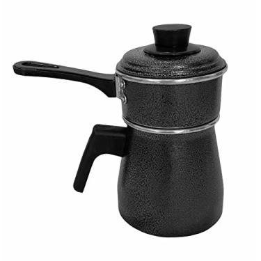 Imagem de Genérico Cuscuzeiro Individual 2 em 1 Porção Única Cozi Vapore Caneco Leiteira 1L Com 2 Tampas (Preto)