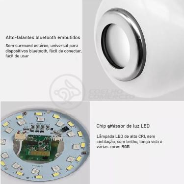 Imagem de Lâmpada Led 12W E27 Rgb Colorida Com Caixa De Som Bluetooth