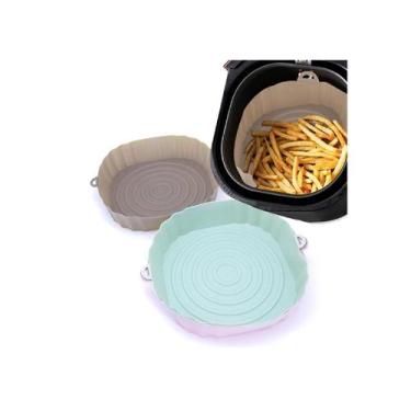 Imagem de Bandeja Panela Forma Cesta De Silicone Para Airfryer 18cm Antiaderente