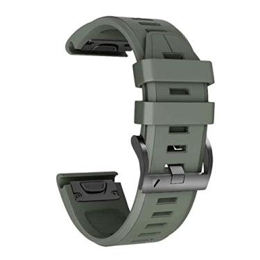 Imagem de GANYUU 26 22mm Pulseira de Silicone para Garmin Fenix 6X 6Pro Relógio Liberação Rápida Pulseira de Ajuste Fácil para Fenix 5X 5Plus Acessórios (Cor: Verde Exército, Tamanho: 22mm Fenix 6 6Pro)