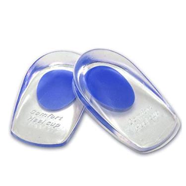 Imagem de Calcanhar de gel, 2 pares de almofadas de silicone tamanho L para calcanhar dor esporões ósseos, inserções de silicone transparentes para mulheres e homens, azul