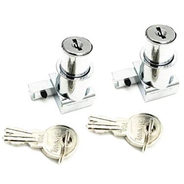 Imagem de XMHF – Trava de pressão para porta de vidro deslizante, caixa com visor de vidro articulado, trava para armário de 5 mm-8 mm de espessura, 2 peças de chave diferentes