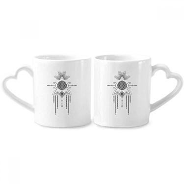 Imagem de Conjunto de canecas de porcelana para casais, totem, círculo, geometria, padrão
