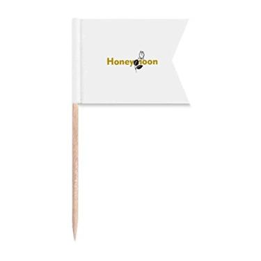 Imagem de Bandeiras de palito de dente Flower Honeymoon Expression Marcação para Bolo de Festa Prato de Queijo