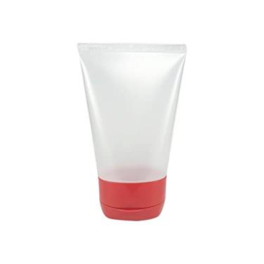 Imagem de BISNAGA PLÁSTICA TRANSPARENTE 30ML C/TAMPA FLIP TOP (50 PEÇAS) (vermelho)