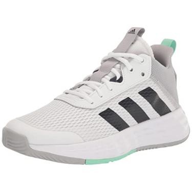 Imagem de adidas Own The Game 2.0 Tênis masculino, Branco/Preto Azul Metálico/Pulse Mint, 9.5