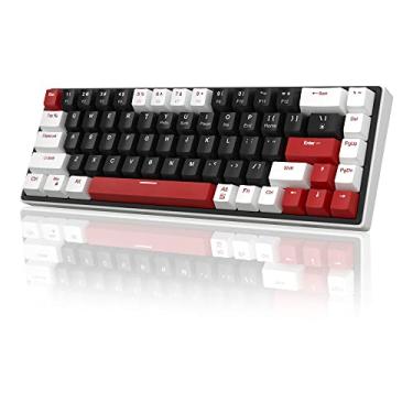 Imagem de Teclado para jogos 60% mecânico, 68 teclas intercambiáveis a quente compacto LED retroiluminado para jogos, MageGee SKY68 teclado ergonômico com fio mini escritório para Windows PC