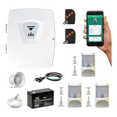 Imagem de Kit Alarme Residencial App Wifi 3 Sensores Infra PET Com Fio 2 Controles Bateria Sirene Compatec AW6