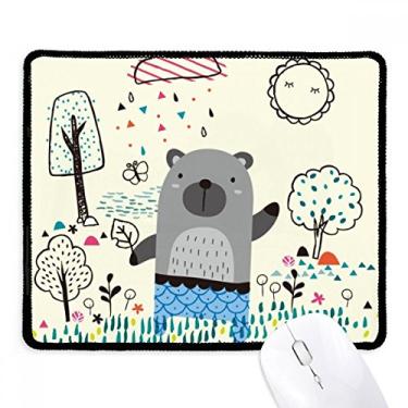 Imagem de Mousepad com desenho de rinoceronte Animal Blue Outline Tapete de borracha para jogos