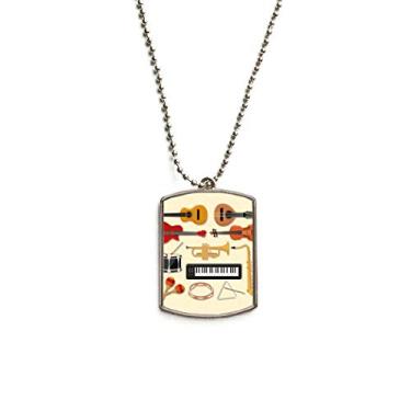 Imagem de DIYthinker Colar para animais de estimação com pingente de corrente de aço inoxidável para guitarra de trombone de piano elétrico