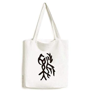 Imagem de Bones Inscritions Bolsa de lona com tema do zodíaco chinês, bolsa de compras casual