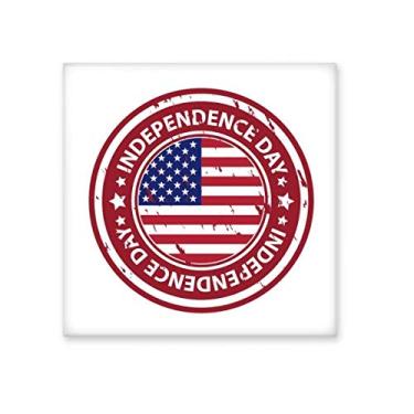 Imagem de Bandeira do dia da independência dos EUA azulejo de cerâmica brilhante decalque vitrificado pedra adornada