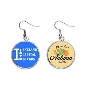 Imagem de Grã-Bretanha, capital, Londres, Art Deco, presente, orelha, pendente, folha de outono, joia