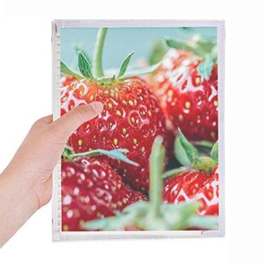 Imagem de Caderno de fotos da natureza com imagem de morango fresca, diário de folhas soltas recarregável, papelaria