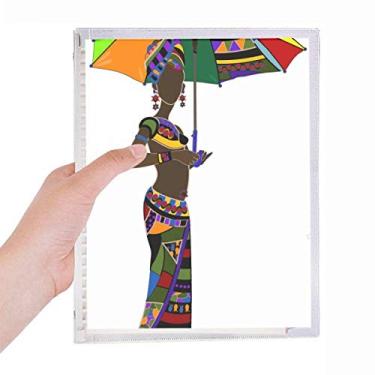 Imagem de Caderno feminino africano, aborígene, preto, folhas soltas, diário recarregável, papelaria