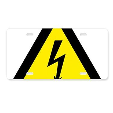 Imagem de DIYthinker Símbolo de aviso amarelo preto elétrico choque triângulo placa de carro decoração acessório de aço inoxidável