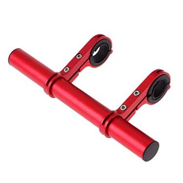 Imagem de Inzopo 31,8 mm grampo duplo para bicicleta bicicleta guidão extensor luz luminária suporte suporte suporte para telefone economia de espaço vermelho