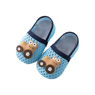Imagem de Meias antiderrapantes para bebês e meninas, lindas meias de malha respirável no tornozelo (6 a 48 meses), Azul, 2-3T