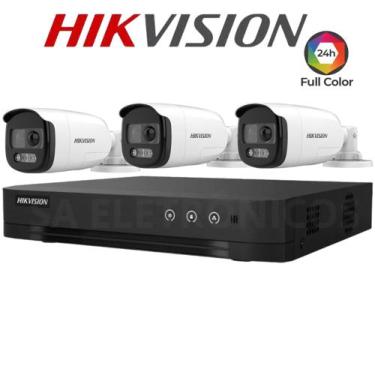 Imagem de Kit Câmeras Hikvision Full Hd 1080P Com 3 Câmeras Bullet Colorvu Infra