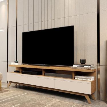 Imagem de Rack para TV até 72 Polegadas 3 Gavetas Vivare 1.8 Wood Marrom/Off White