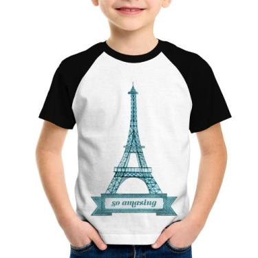 Imagem de Camiseta Raglan Infantil Torre Eiffel Amazing - Foca Na Moda