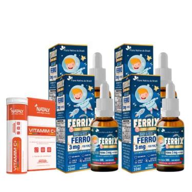 Imagem de Kit Com 4 - Ferrix Suplemento De Ferro Em Gotas Kids 30ml + 1 Vitamim