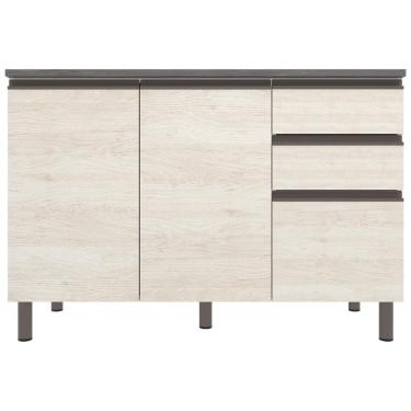 Imagem de Balcão Bartira Cristal MDP 15mm com 2 Portas, 3 Gavetas e 1 Prateleira - 120,1cm de largura