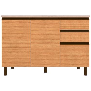 Imagem de Balcão Bartira Cristal MDP 15mm com 2 Portas, 3 Gavetas e 1 Prateleira - 120,1cm de largura