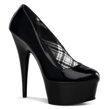 Imagem de PROMI Sapatos femininos de salto alto 15 cm de salto fino boca rasa, Preto, 44