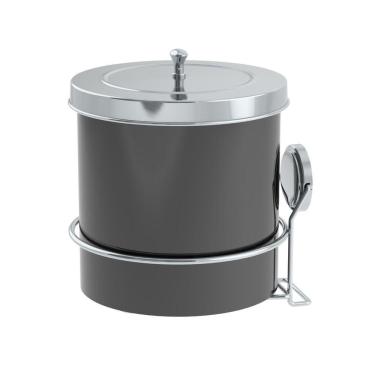 Imagem de Lixeira 5L Tampa Redonda Com Suporte Adesivo Cesto De Lixo Preto Cromado - 155PTC Future