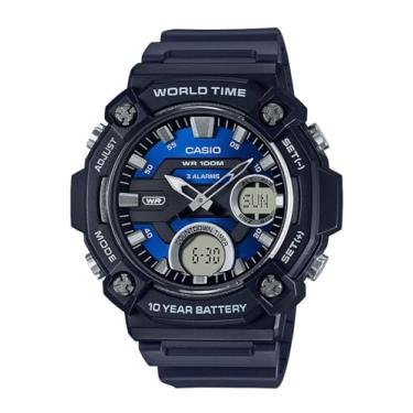 Imagem de Casio Relógio masculino analógico digital mostrador azul pulseira de resina AEQ-120W-2AVDF, azul, pulseira, Azul, alça