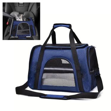 Imagem de Bolsa Transporte Cao Gato Cachorro Pet Faixa Refletiva Viagem Passeio Aviao Carro Onibus
