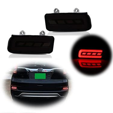 Imagem de KENRTIR Lente fumê LED vermelho refletores de para-choque traseiro luz de neblina luzes de sinal de freio para Honda CRV CR-V 2015 2016